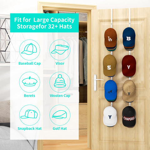 HapiRm door hat rack for up to 40 hats keeps entryways neat.