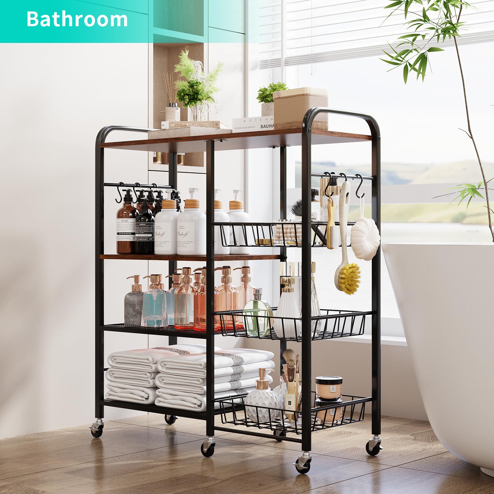 HapiRm durable metal and wood construction supporting heavy appliances.