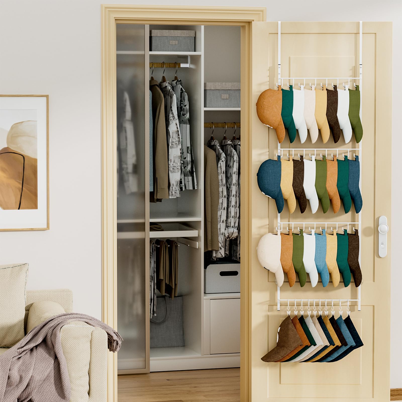 HapiRm easy-install hat rack for door or wall mounting