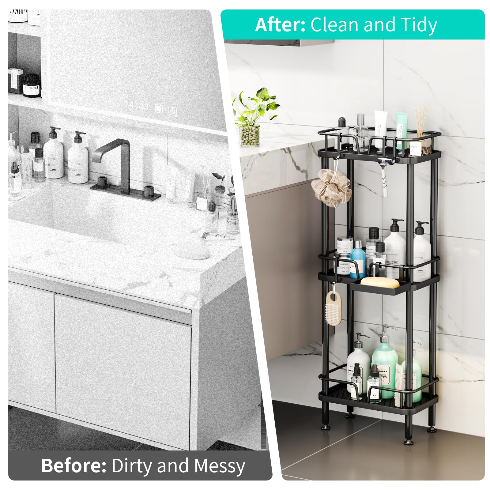 HapiRm easy-install corner shelf takes minutes to assemble