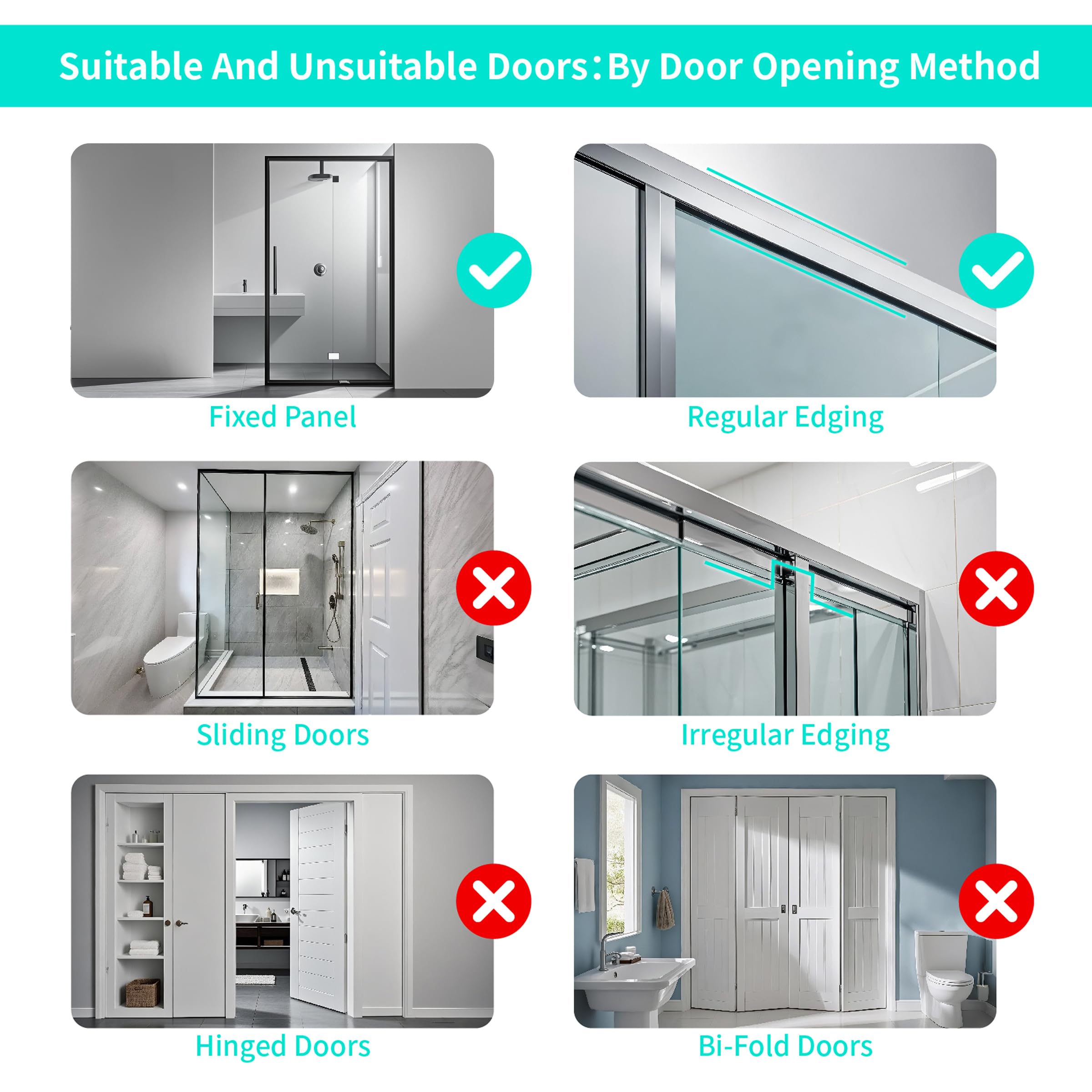 Easy no-drill installation fits standard doors for quick setup.