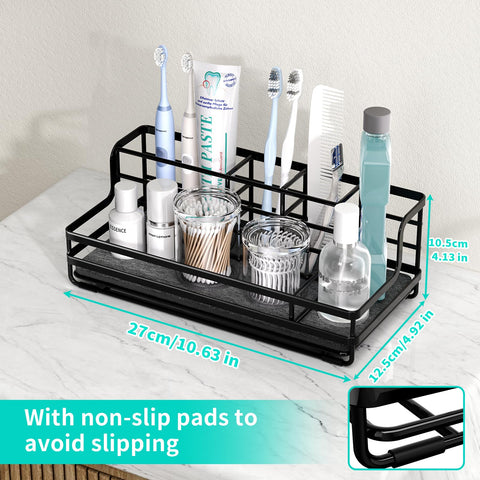 HapiRm five-section design keeps toothpaste and mouthwash neatly separated.