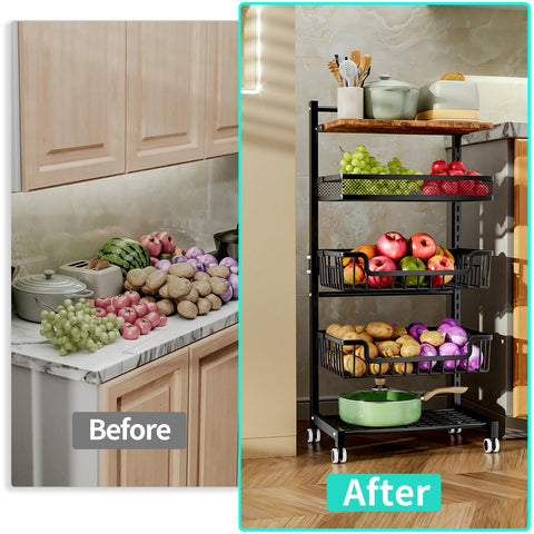 HapiRm adjustable-height shelves for flexible storage on the cart