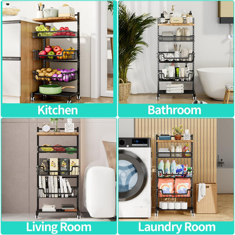 HapiRm sturdy rust resistant metal frame supports full baskets