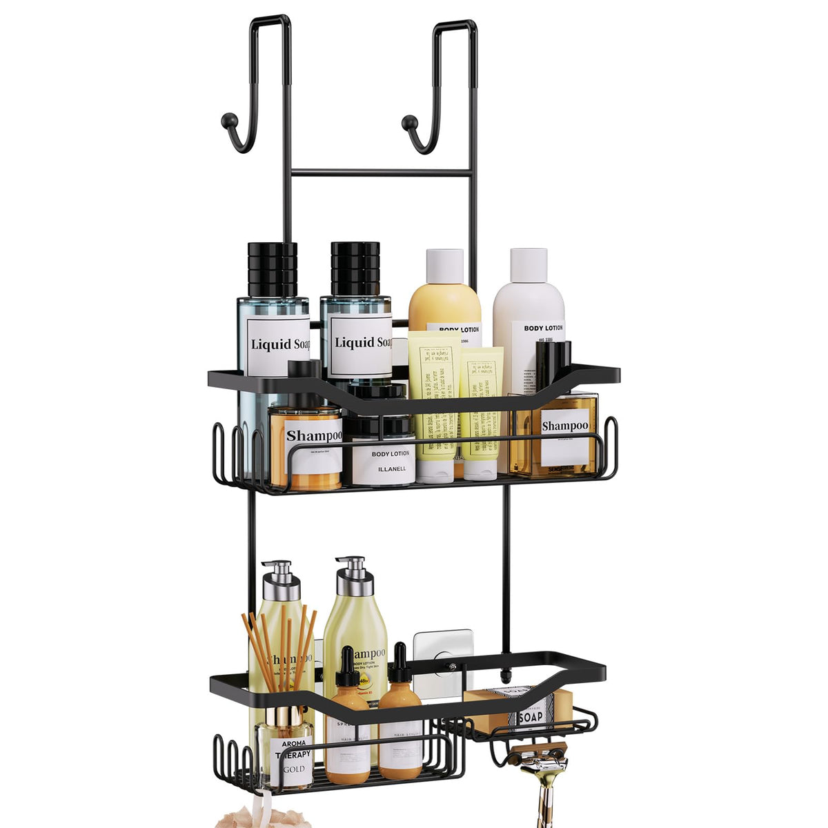 HapiRm hanging shower caddy over the door offers durable organization for bath essentials.
