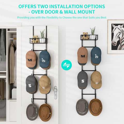 Detail of HapiRm hat rack basket for extra storage and accessories