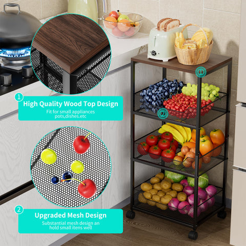 HapiRm rolling kitchen cart on 360-degree wheels for easy mobility.