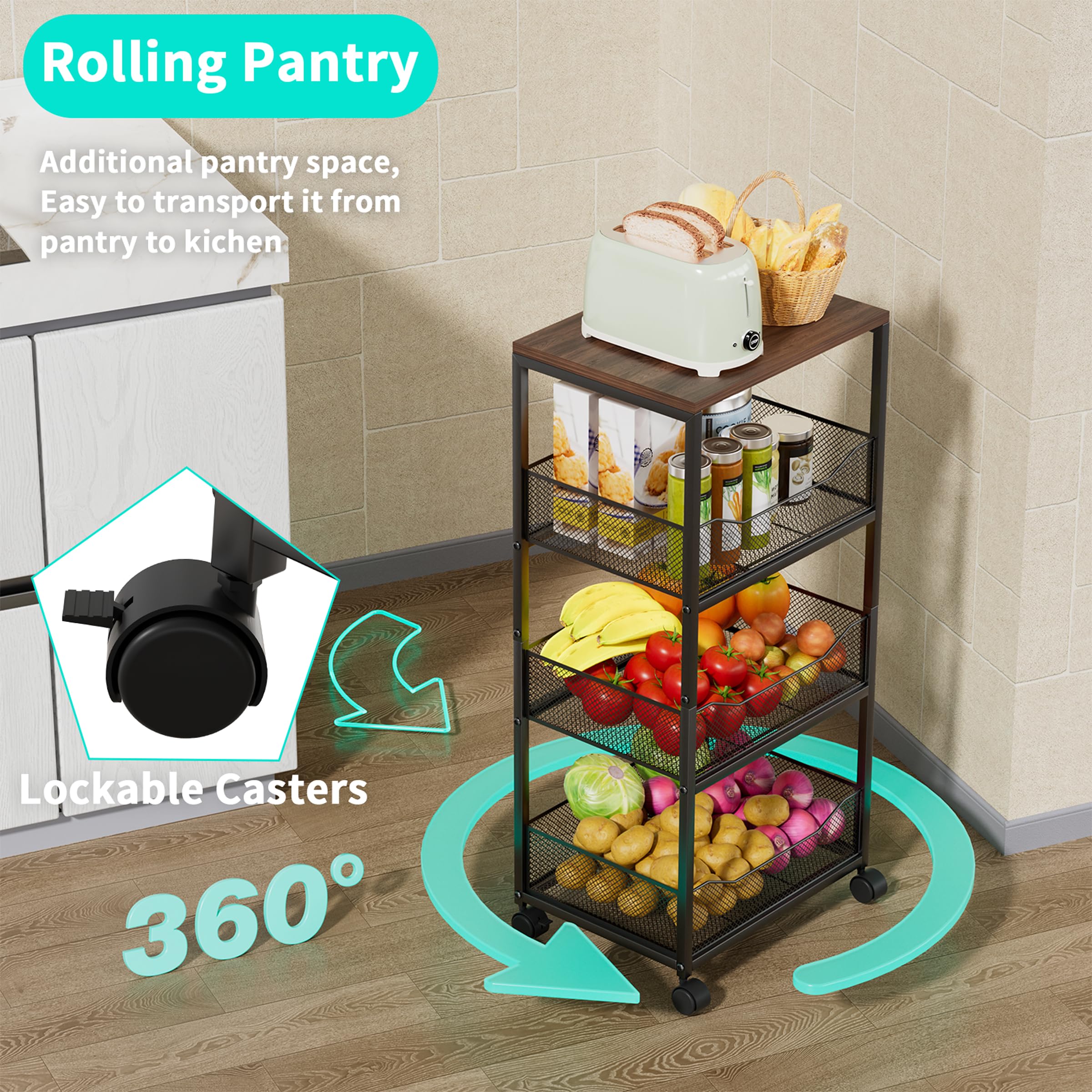 HapiRm kitchen cart with rust-resistant coating for durable use.