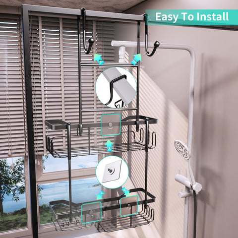 Large capacity shelf frees bathroom counter space and reduces clutter.