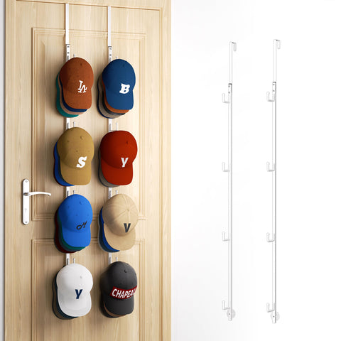 HapiRm over-door hat rack with 8 hooks keeps caps organized and accessible.