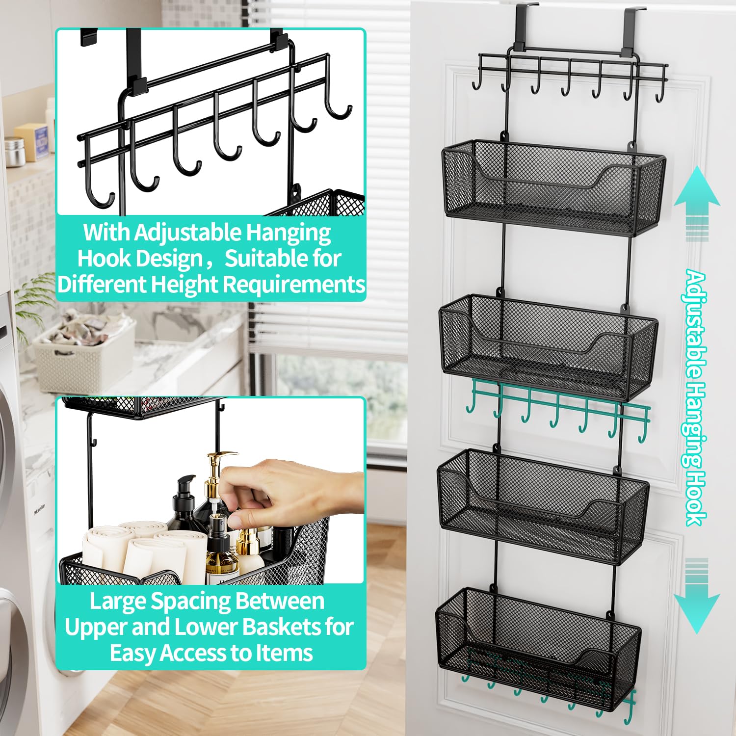 HapiRm organizer with adjustable coat hook for coats, bags, and outfits.