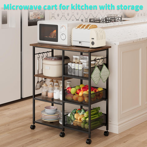 HapiRm kitchen cart with 3 wire baskets for pantry organization