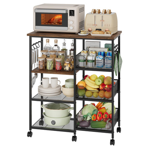 HapiRm rolling cart with 6 hooks showcases organized utensil storage