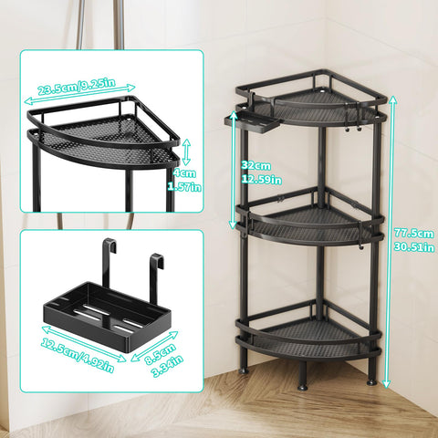 HapiRm drainage-friendly shower caddy prevents water pooling on shelves