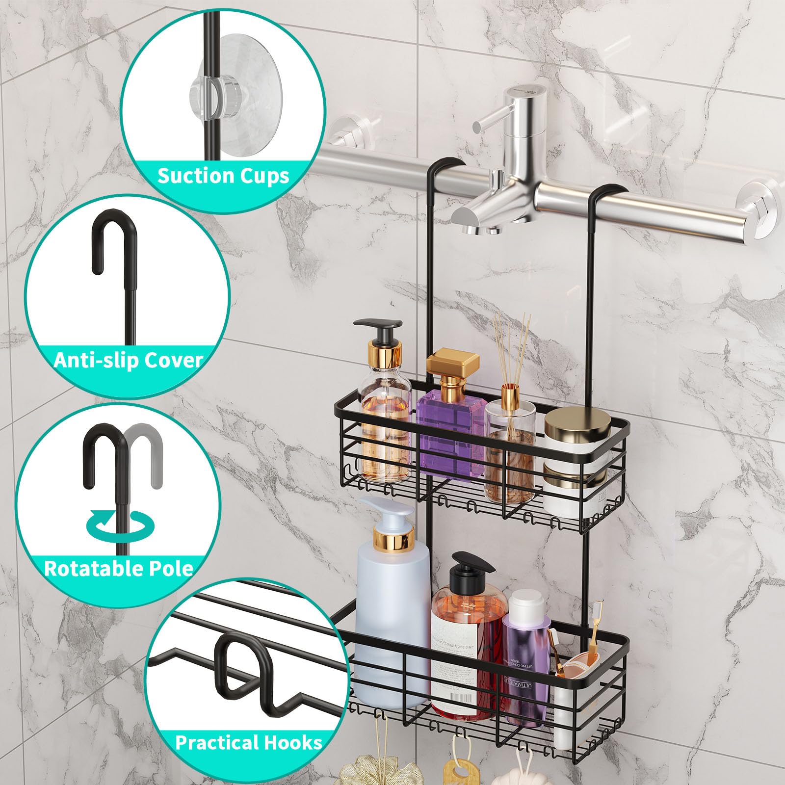 HapiRm over-door installation demonstrates versatile mounting for any shower space.