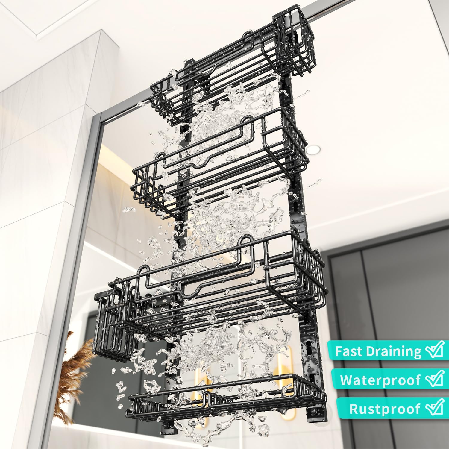 Stainless steel 304 finish resists rust in wet bathroom conditions with HapiRm.