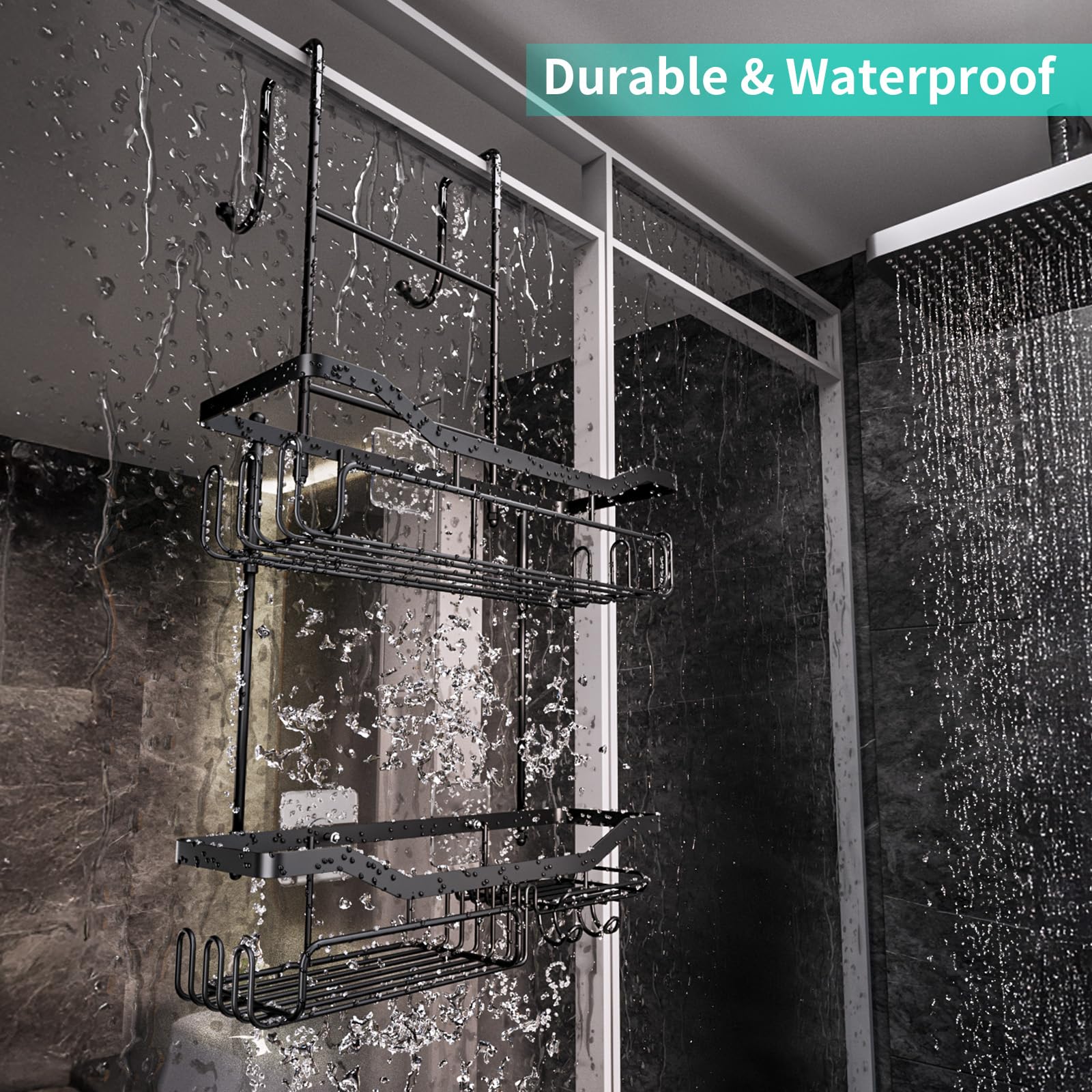 HapiRm integrated soap holder keeps soap reachable while showering.