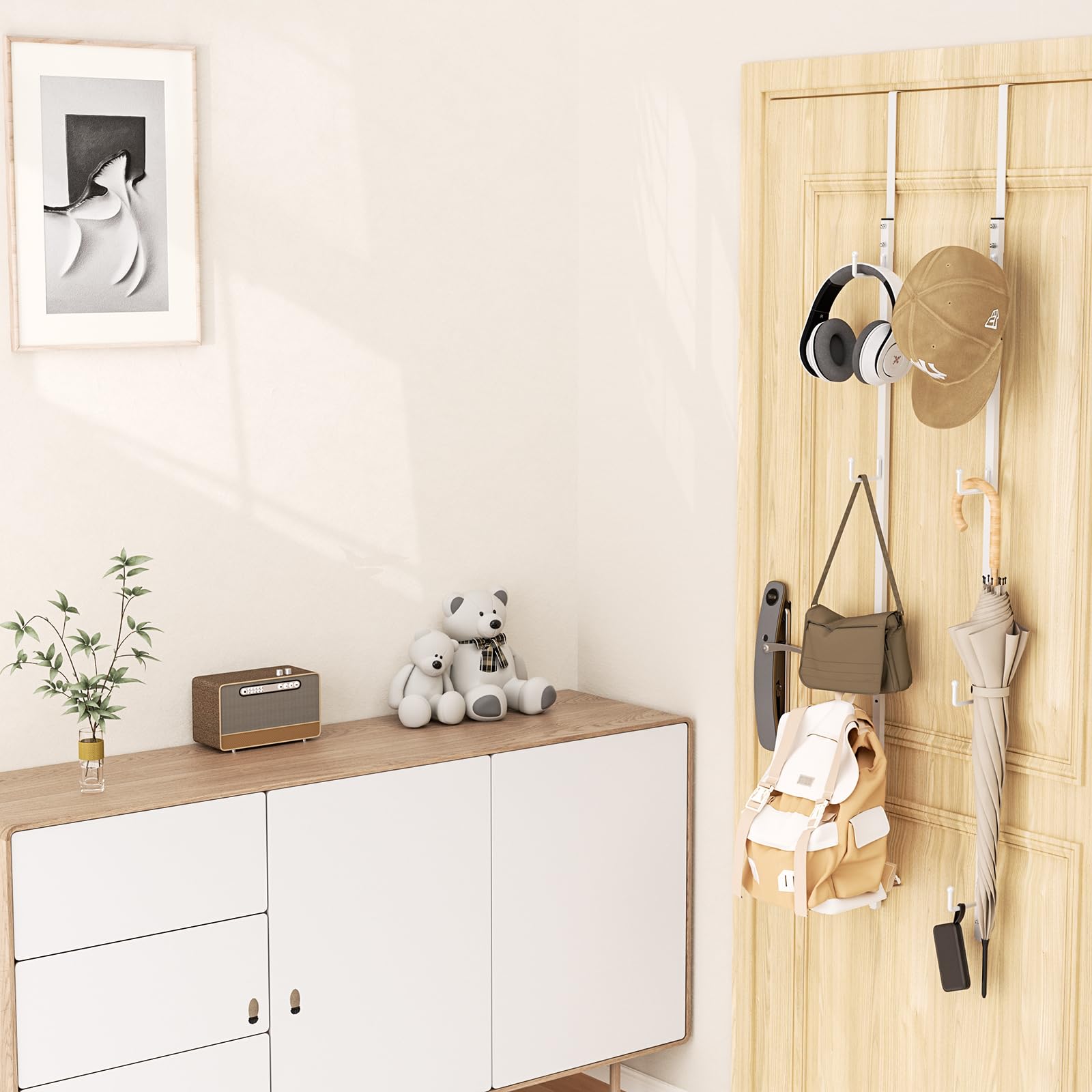 HapiRm space-saving design fits behind doors for clean storage.