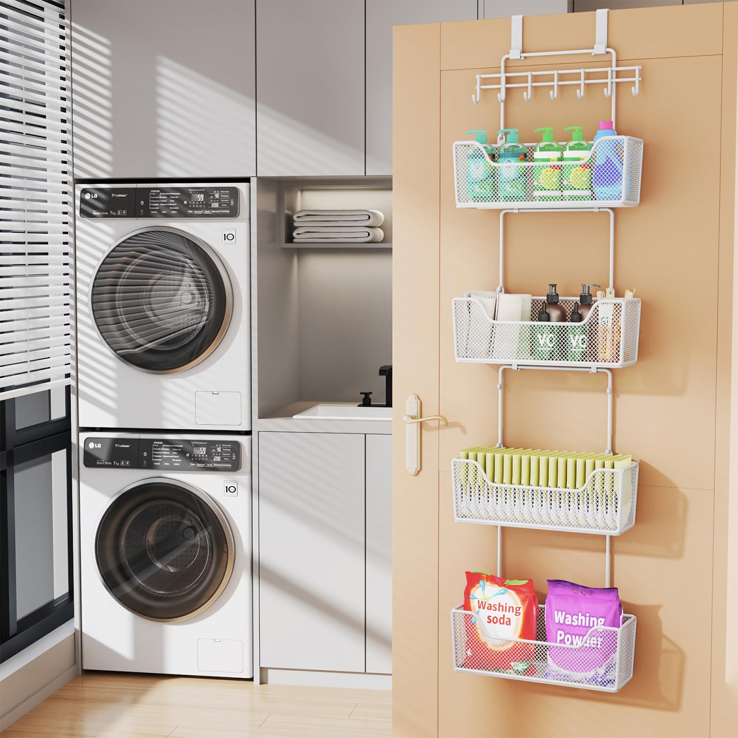 HapiRm space-saving door organizer fitting neatly on a door