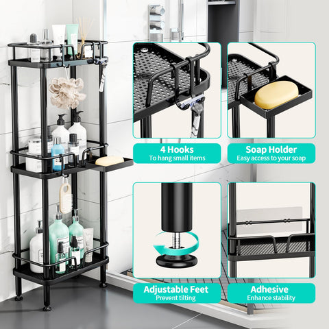 HapiRm stainless steel shower caddy with fast drainage for a drier shelf