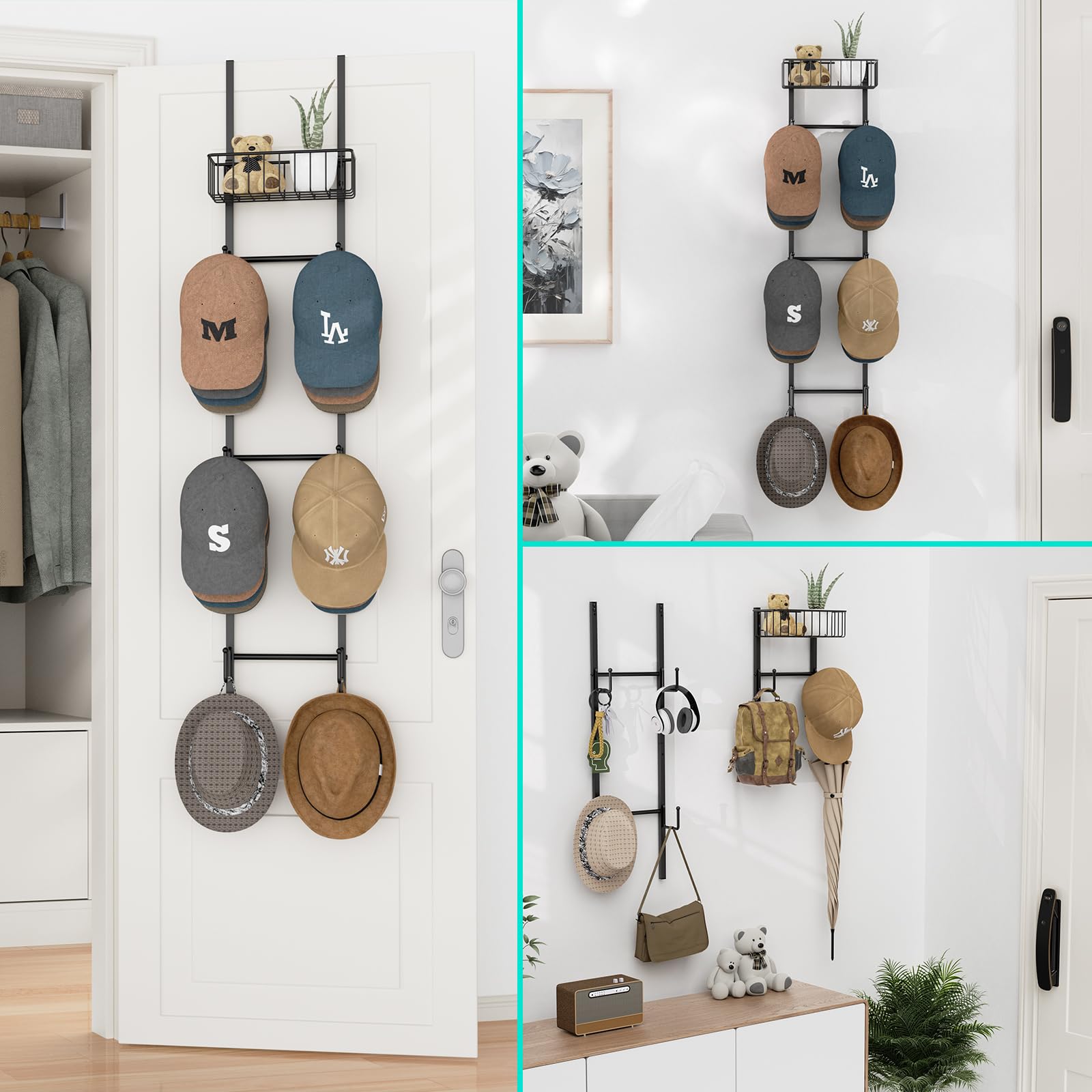 Stylish metal design of HapiRm hat rack enhances room aesthetics