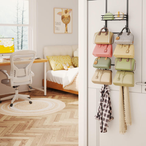 HapiRm top basket shelf adds space for wallets, sunglasses, and small purses.