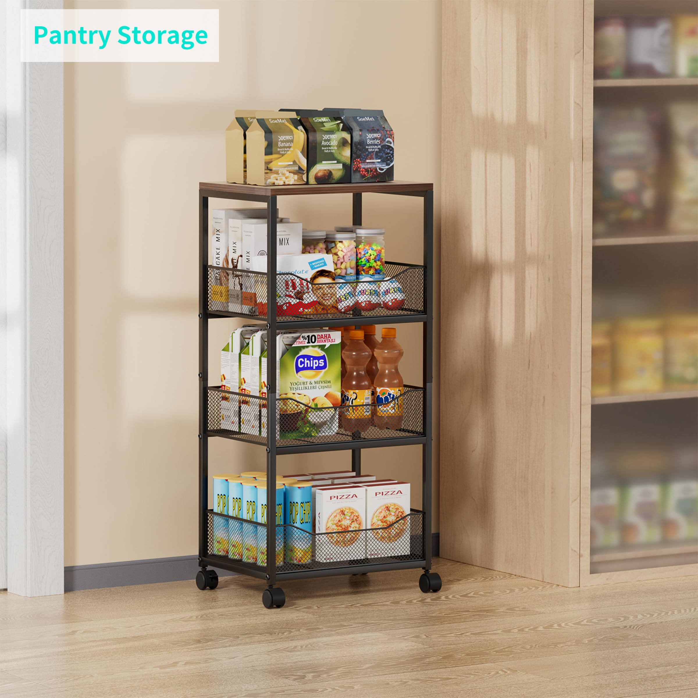 HapiRm top surface stores pots and jars while keeping them accessible.