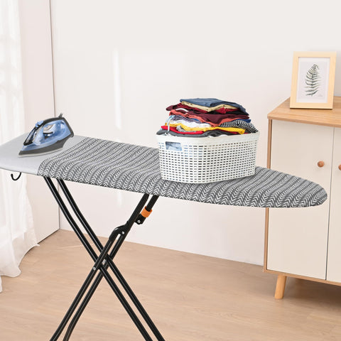 Happhom ironing board 13x43-inch footprint fits compact spaces.