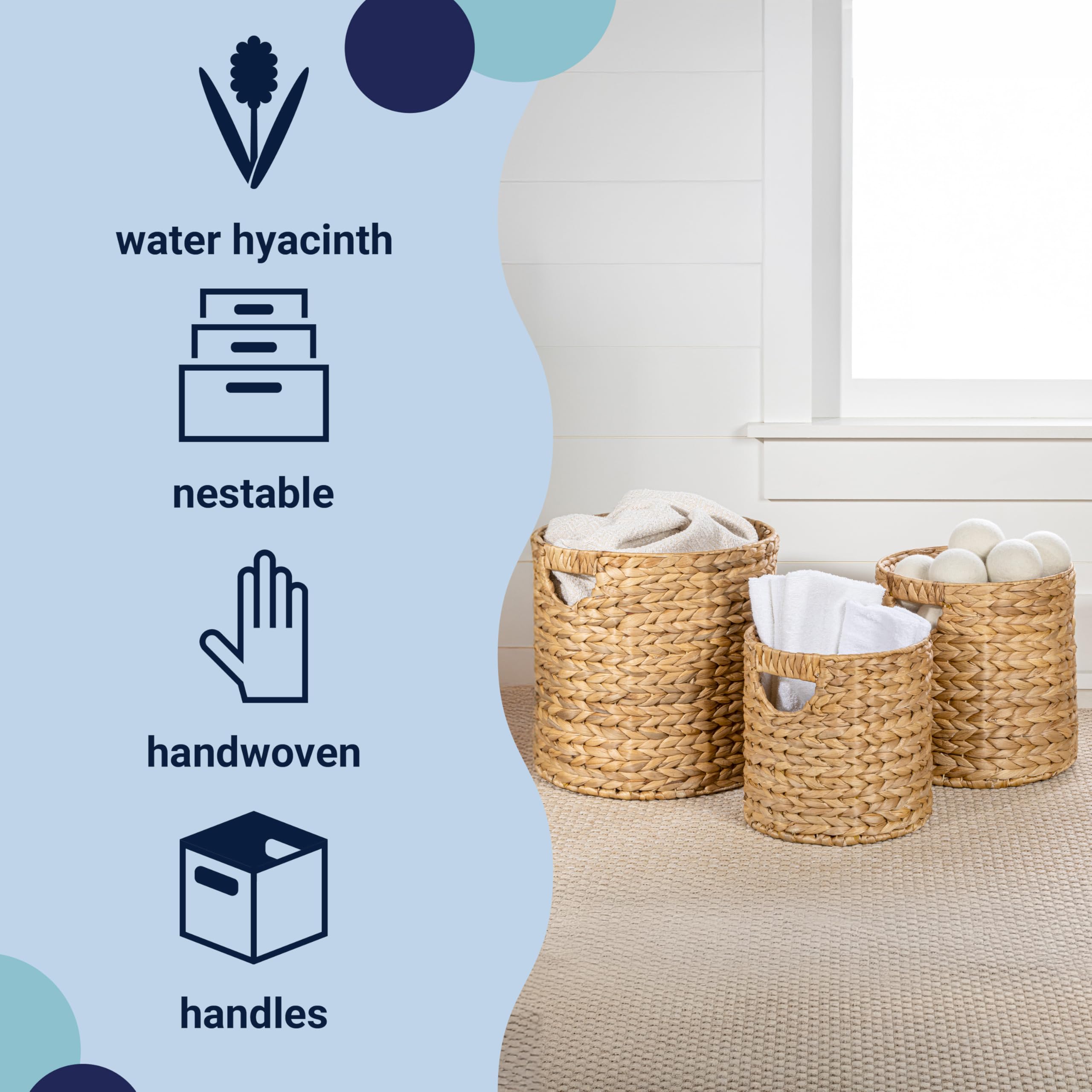 Happimess Avery bohemian basket with handles for easy transport in bedrooms