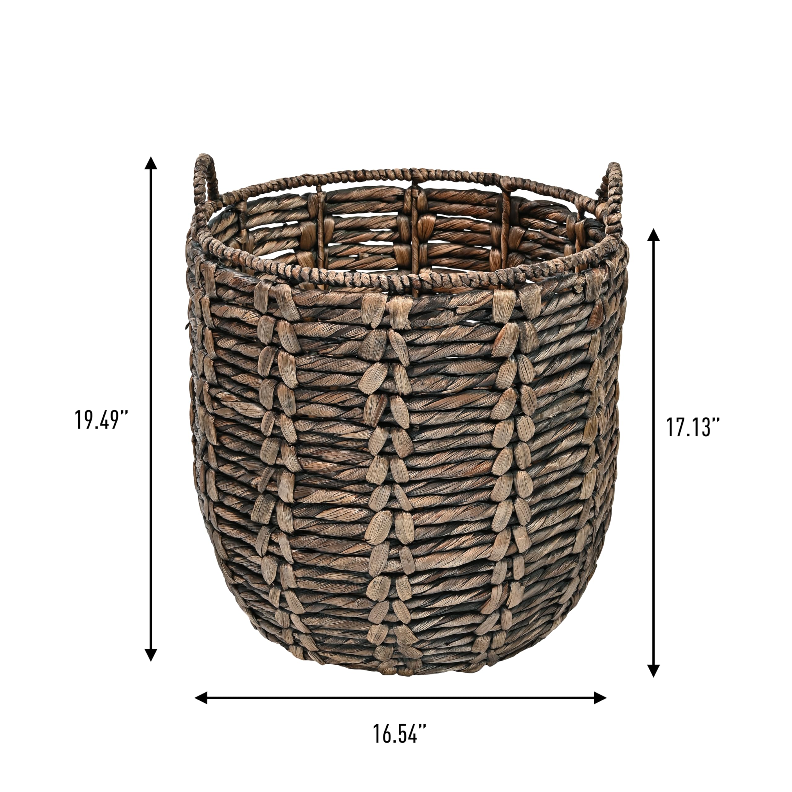 Happimess Laurel hamper side view showing spacious interior for storage.