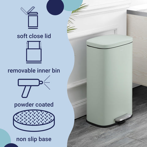 happimess Curtis soft-close lid in pistachio reduces noise in busy homes