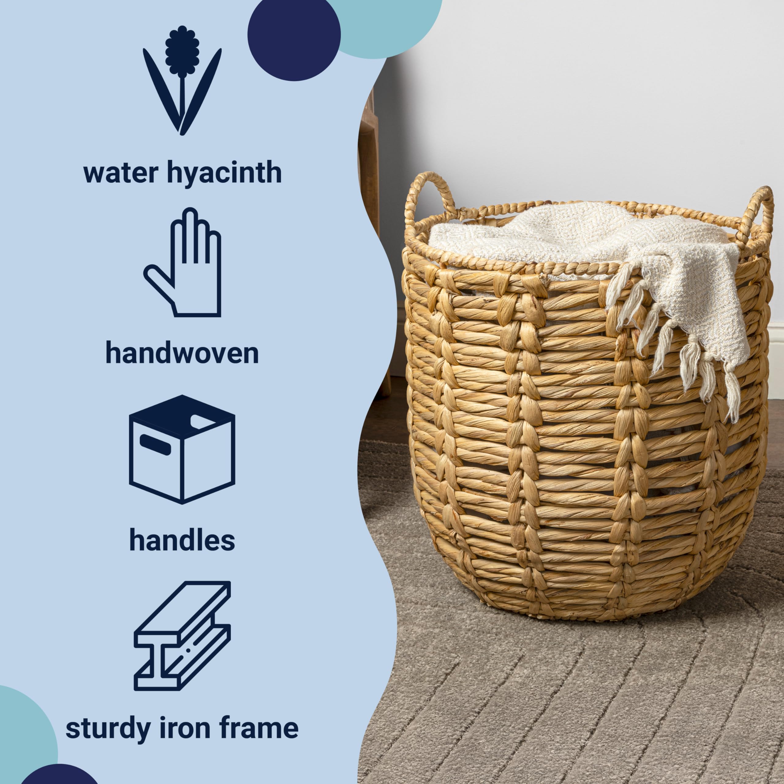 happimess laurel natural wicker basket suitable for blankets and throws