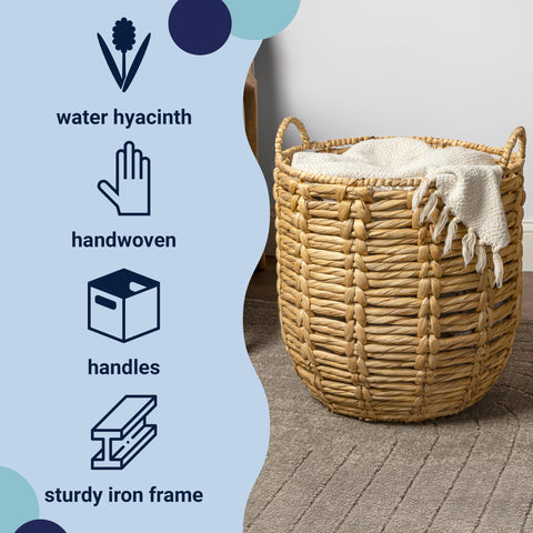happimess laurel natural wicker basket suitable for blankets and throws