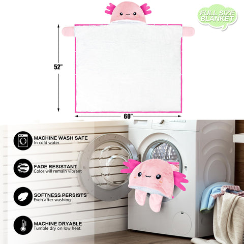 Happy Fuel Axolotl hooded blanket gift packaging ready for gifting