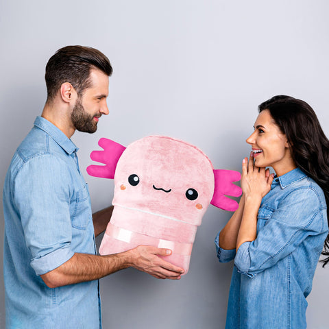 Happy Fuel Axolotl hooded blanket machine washable and easy care