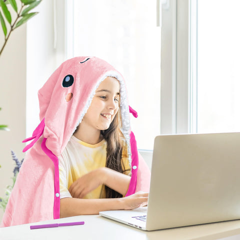 Happy Fuel Axolotl hooded blanket ideal for chilly office mornings