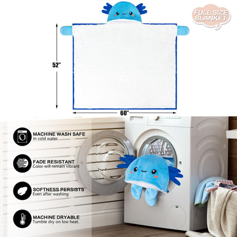 Happy Fuel axolotl hooded blanket one-size design fits most confidently