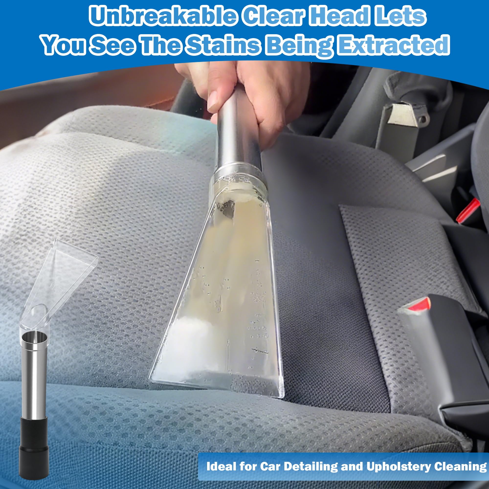 Happy Tree clear extractor head 7-1/2 inch nozzle lets you see dirt as you clean.