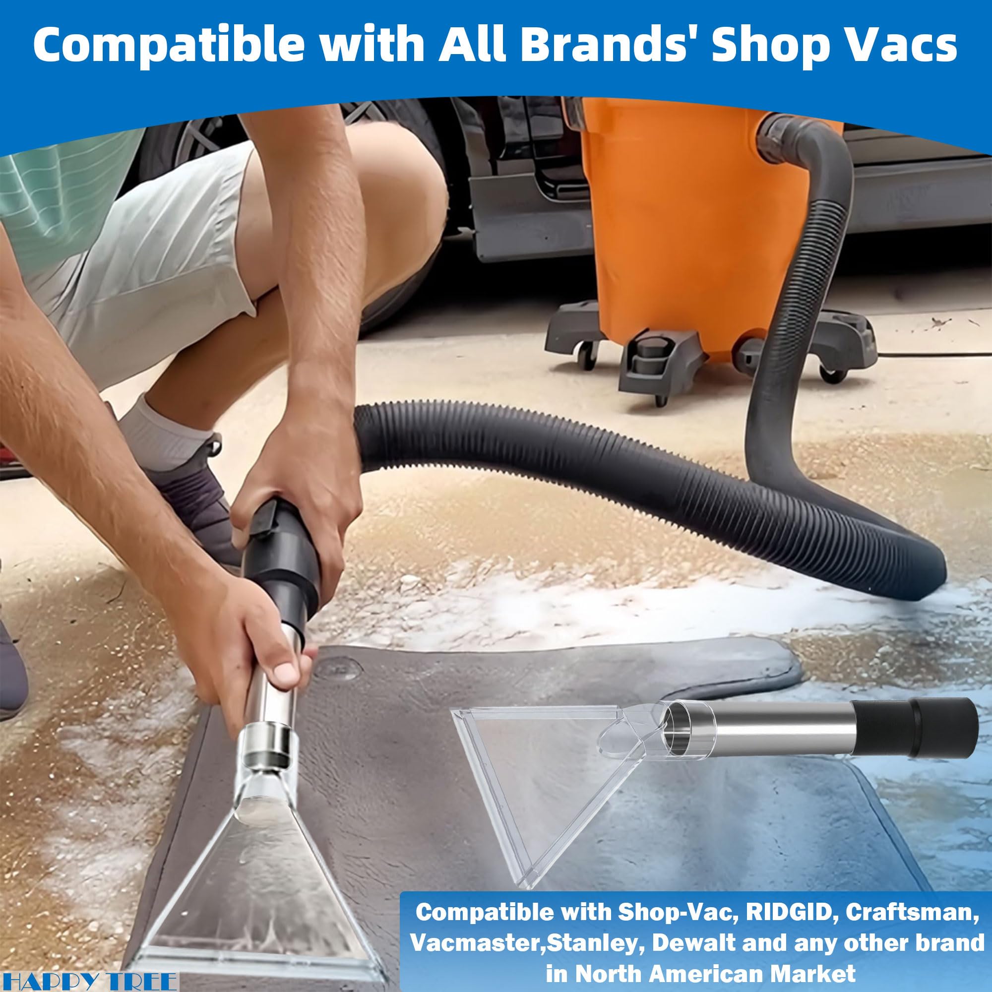 Happy Tree universal fit 1-7/8 inch adapter ideal for mid-size vacuums with easy attachment.