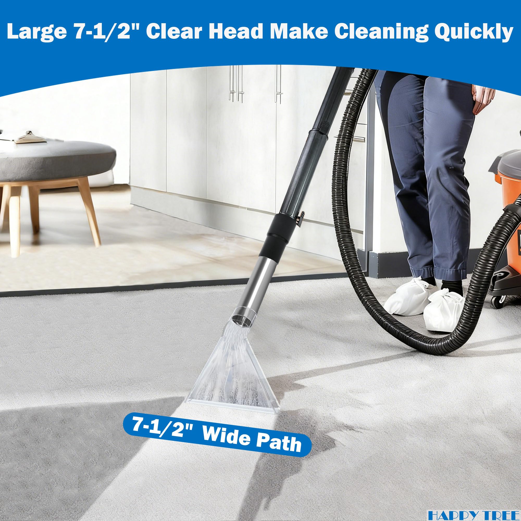 Happy Tree universal fit 2-1/2 inch adapter suited for large wet/dry vacuums and carpet cleaning.