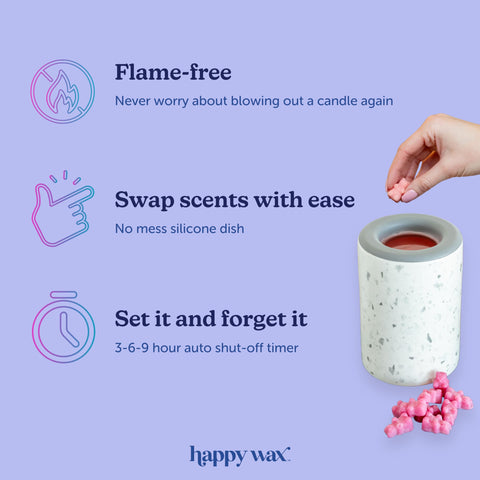 Happy Wax timer offers customizable fragrance duration for cozy hours