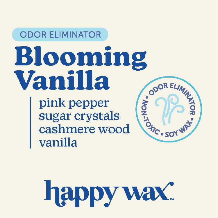 Happy Wax Blooming Vanilla melts offering refined, cozy ambiance