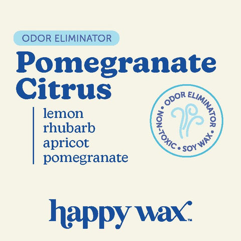 Happy Wax Pomegranate Citrus melts delivering bright, cheerful fragrance