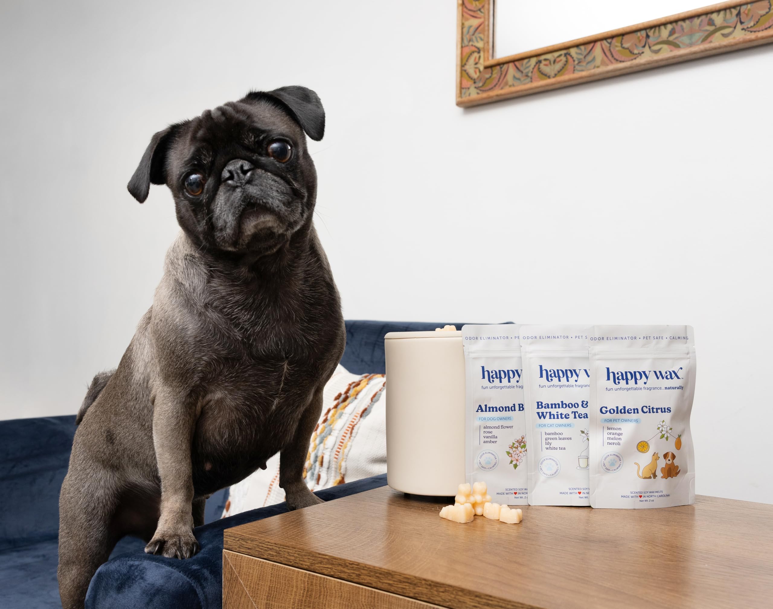Happy Wax Bamboo White Tea cat melts refresh air and ease feline odors
