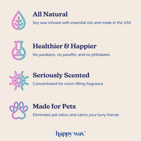 Happy Wax Pet Scents are made in the USA for quality and safety