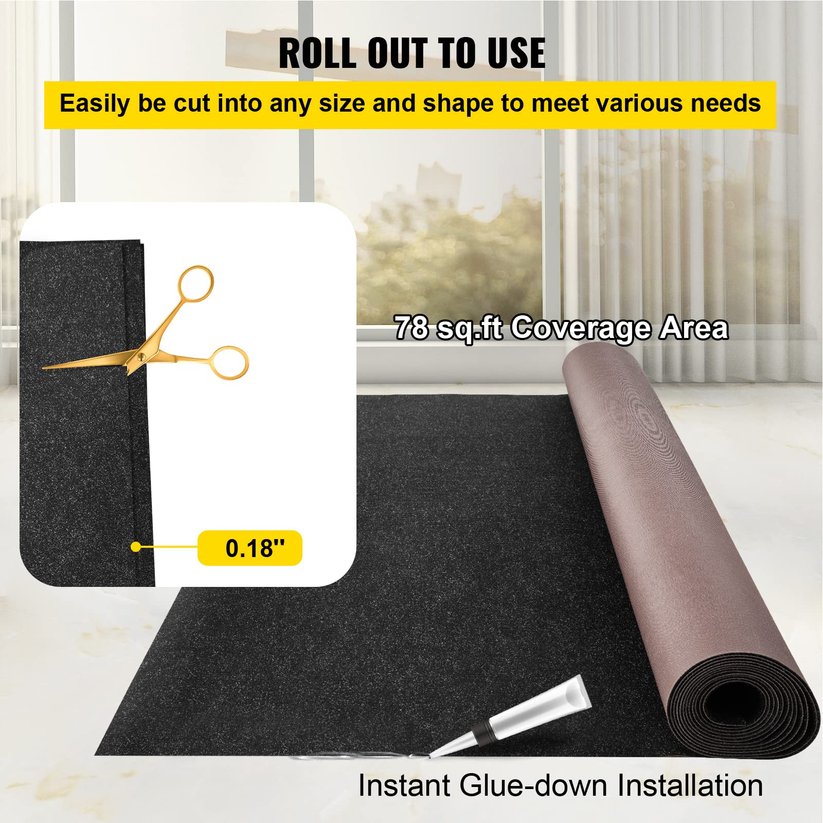Happybuy cut-to-fit carpet for precise shapes on boats and patios.