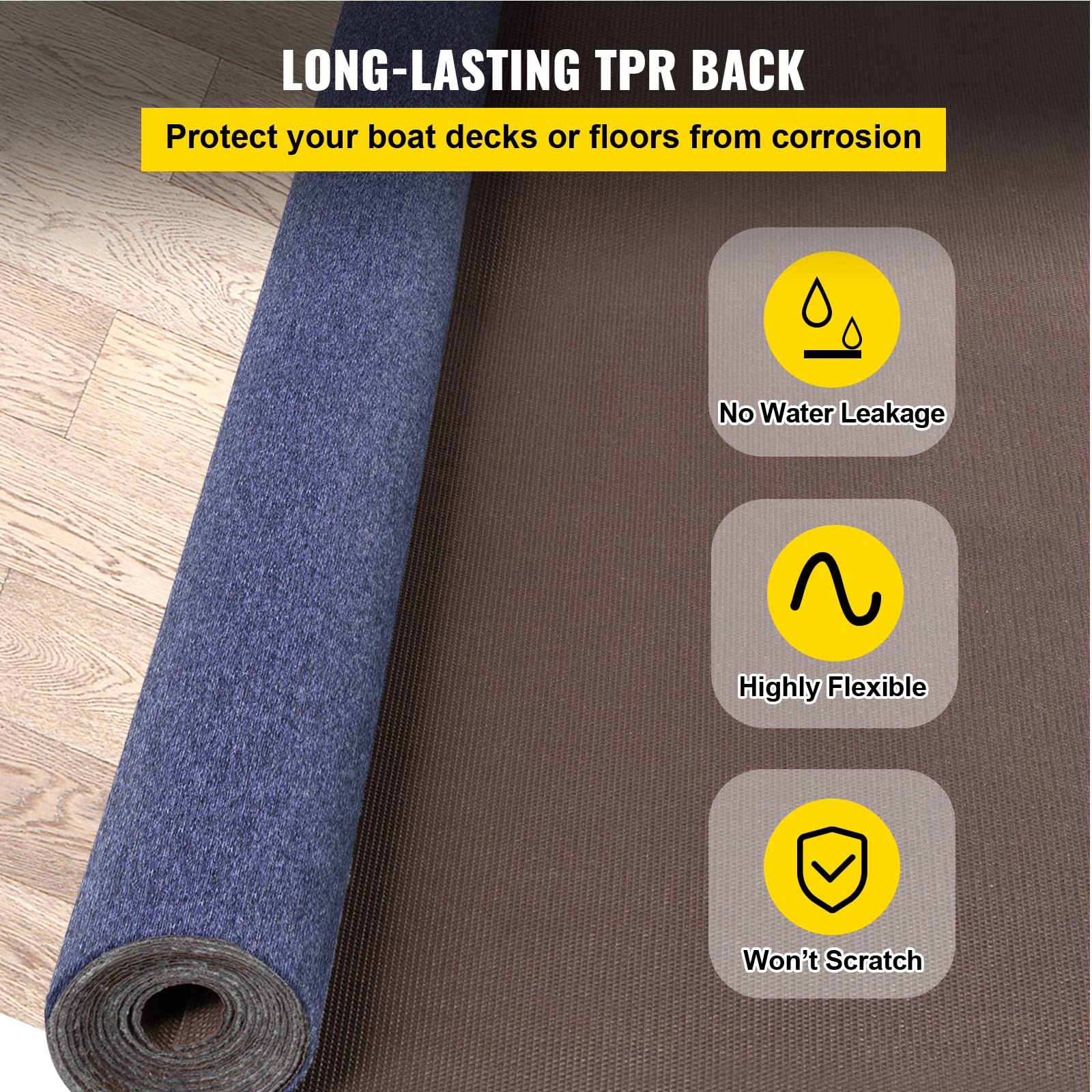 Happybuy waterproof backing marine carpet protecting boat floor from moisture