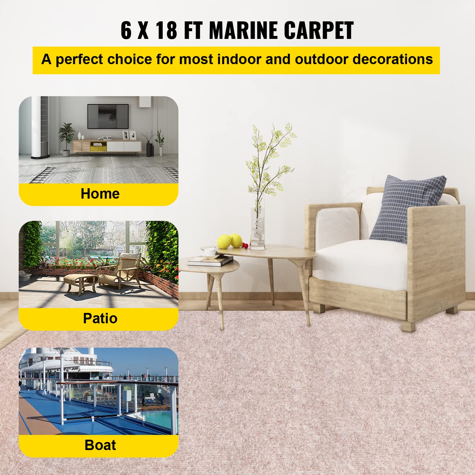Happybuy waterproof boat rug 6x18 offers easy cleaning after water exposure.