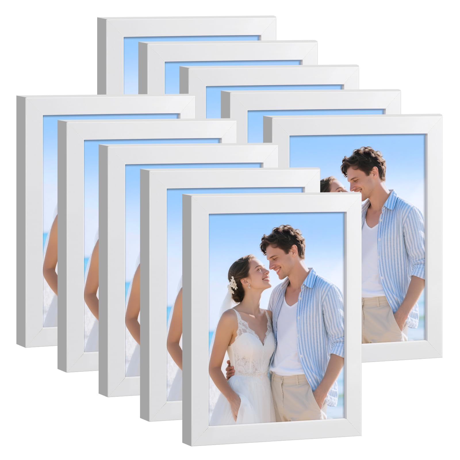 HappyHapi 4x6 white frame set 10 for desktop or wall display to showcase memories.