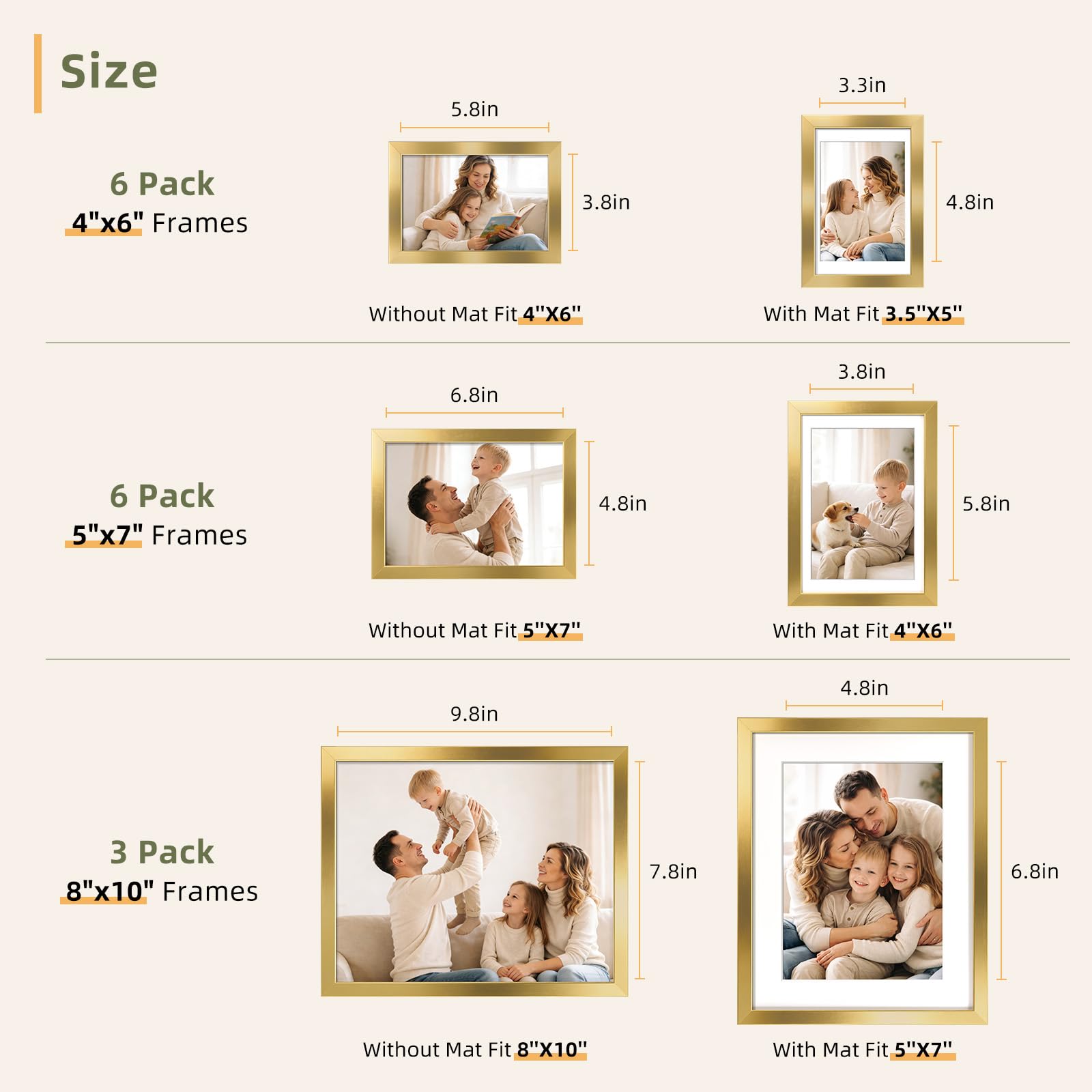 HappyHapi gold 8x10 frame in a tidy memory display.
